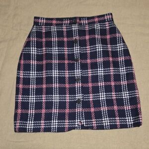 Brooks Brothers Plaid Wool-Blend Button-Front Skirt